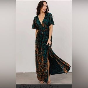 NWT Baltic Born Uma Velvet Maxi Dress xxl Jade + Bronze